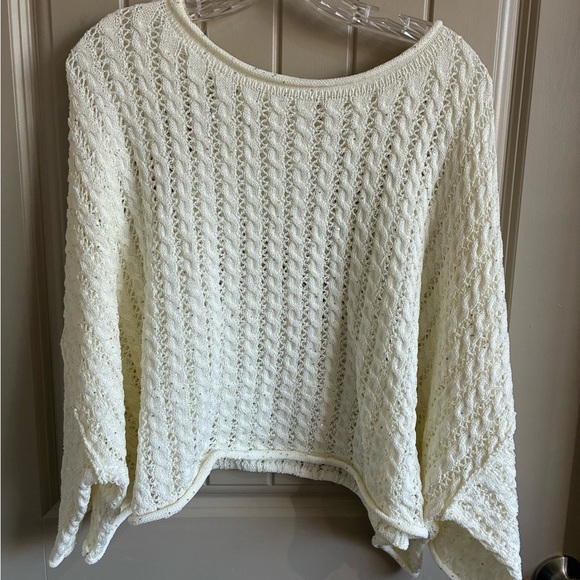 POL Sweaters - POL Cream Open-Stitch Scoop Neck Sweater
